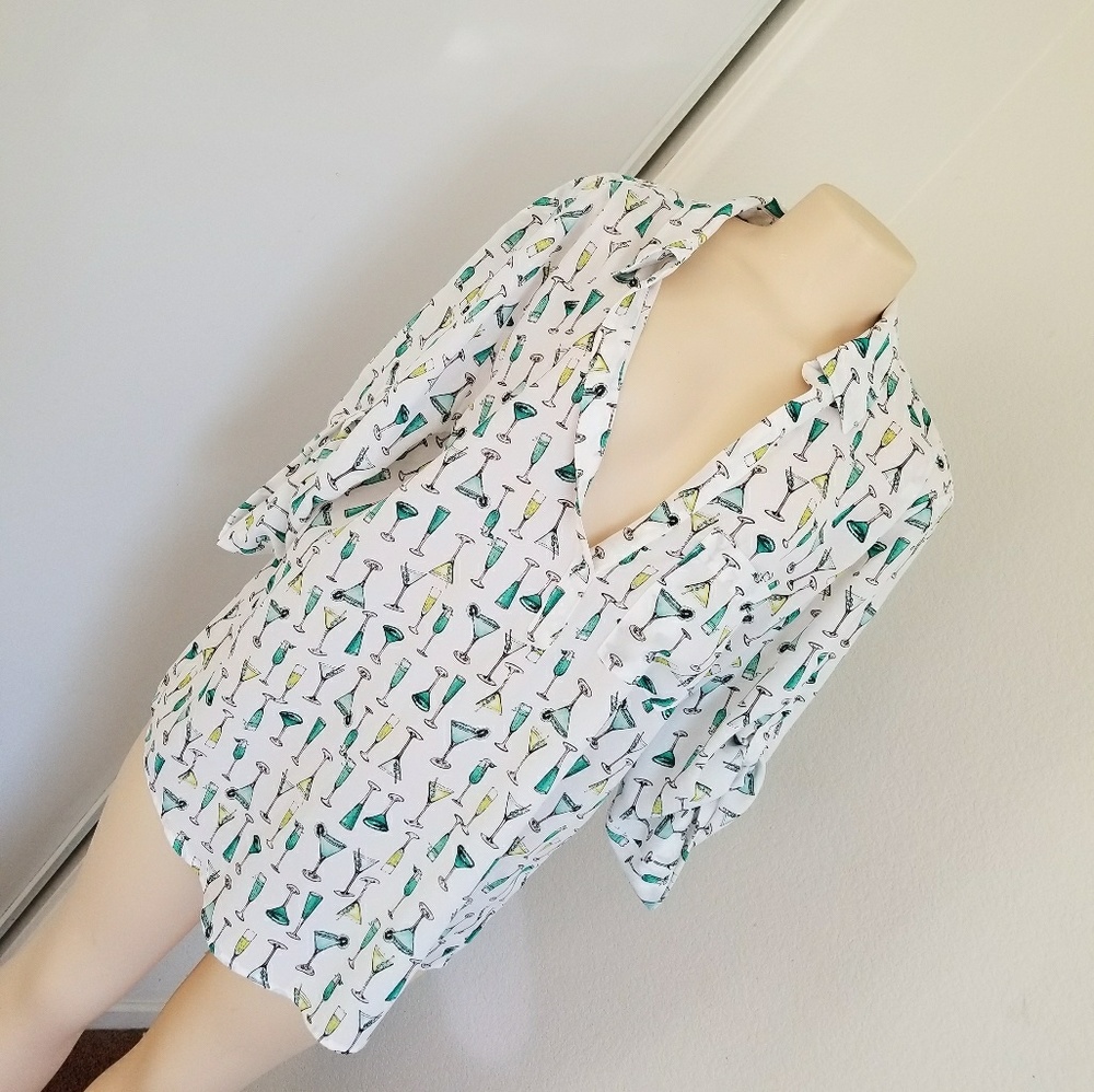 NWT SZ XL martini print button down shirt
